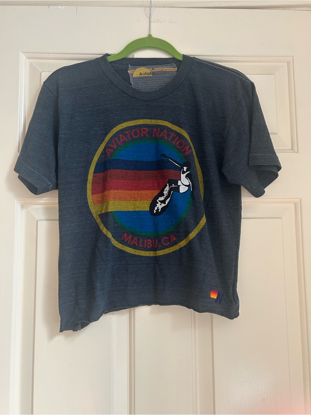Aviator Nation Malibu Logo Gray Short Sleeve Logo T-Shirt Women M